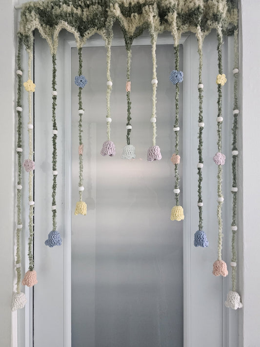 🌸 Whimsical Beaded Flower Crochet Curtain ✨